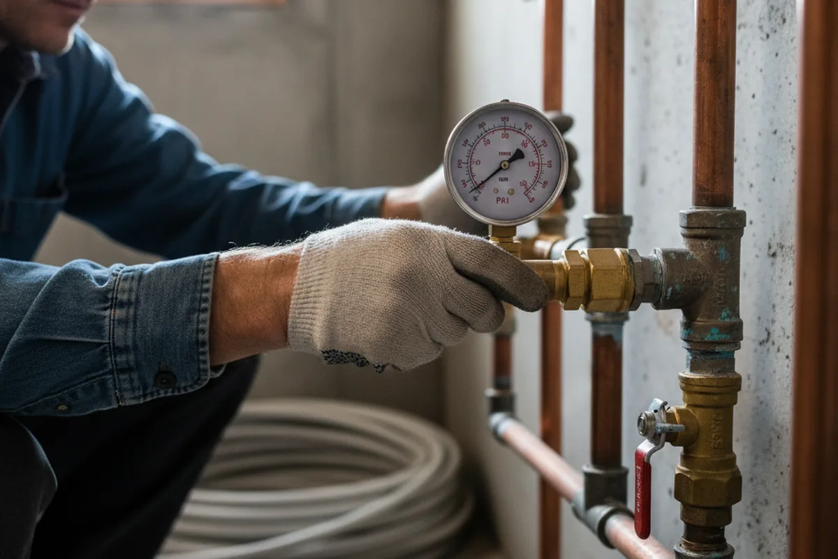 Pressure testing a repaired line during Water Line Repair in Flovilla